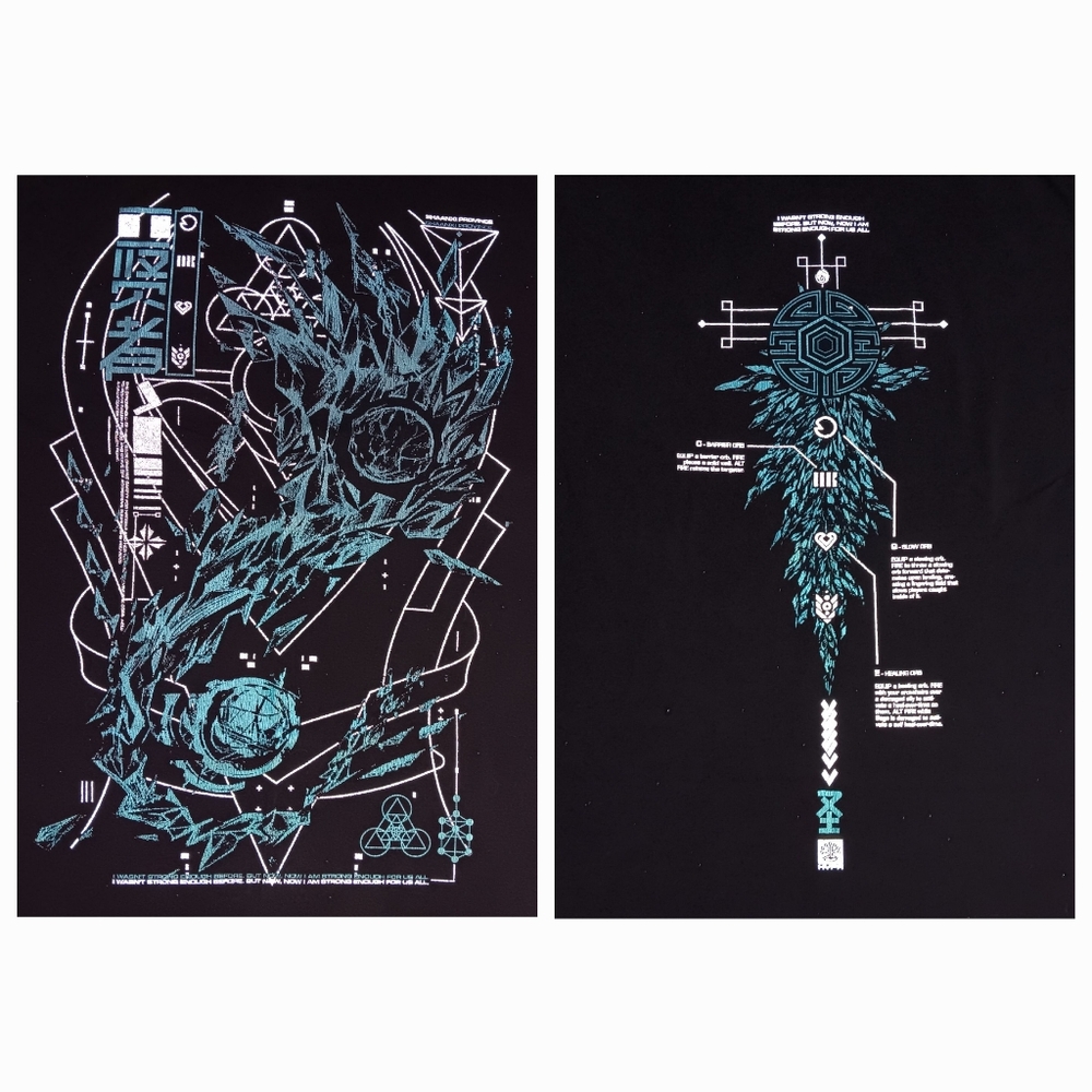 retired NEO4IC Raze Valorant Sage Crystal Orbs T-Shirt Lot card game reflective
